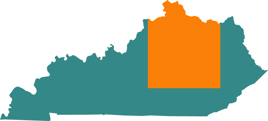 Bad Canyon service area map with east-central kentucky highlighted